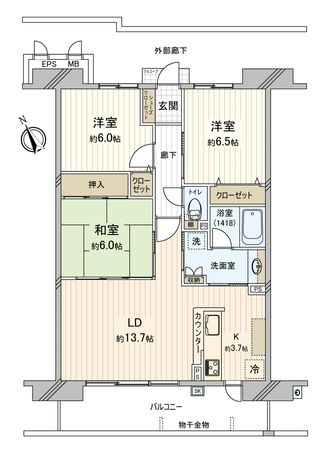 サーパスシティ江波 間取図(平面図) サーパスシティ江波 間取図(平面図)