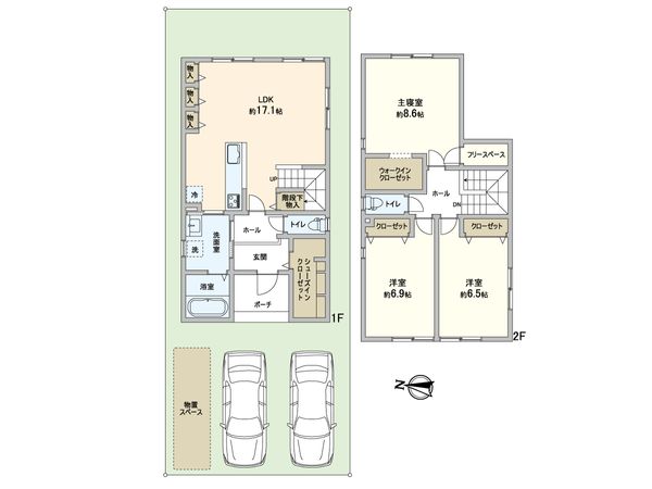 南25条西12丁目 新築戸建2号地 間取図(平面図) 南25条西12丁目 新築戸建2号地 間取図(平面図)