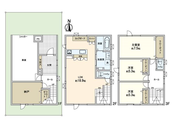 南30条西11丁目 C棟 間取図(平面図) 南30条西11丁目 C棟 間取図(平面図)