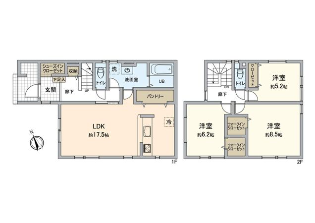 北20条西15丁目 戸建1号棟 間取図(平面図) 北20条西15丁目 戸建1号棟 間取図(平面図)