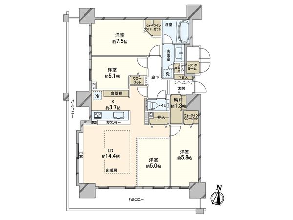 クリーンリバーフィネス桑園ミッドステージウエスト 間取図(平面図) クリーンリバーフィネス桑園ミッドステージウエスト 間取図(平面図)