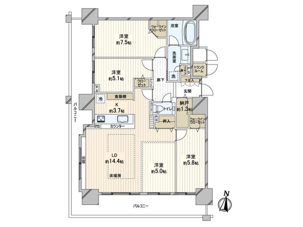 クリーンリバーフィネス桑園ミッドステージウエスト 間取図(平面図)