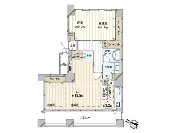 ディーレスティア山鼻南 間取図(平面図) ディーレスティア山鼻南 間取図(平面図)