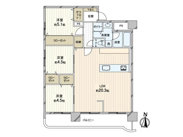 ライオンズマンション山鼻第3 間取図(平面図)