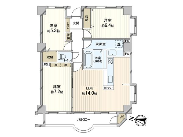 プリンスハイツ南17条 間取図(平面図)