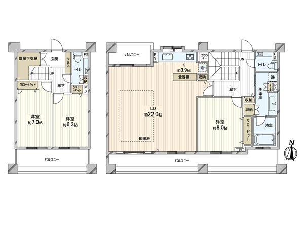 クリーンリバーフィネス山鼻南 間取図(平面図) クリーンリバーフィネス山鼻南 間取図(平面図)
