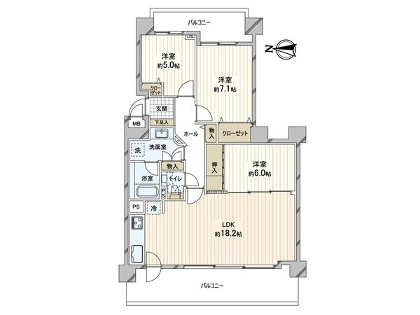 クリーンリバーフィネス山鼻中央 間取図(平面図) クリーンリバーフィネス山鼻中央 間取図(平面図)
