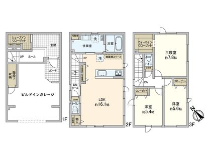 本郷通5丁目北 新築戸建1号地 間取図(平面図)