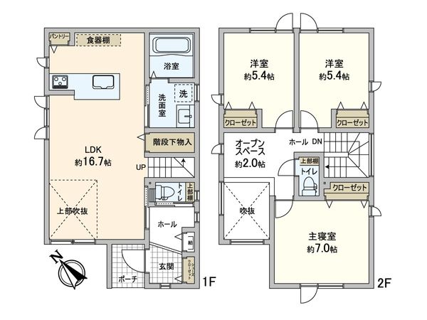 本郷通5丁目北 新築戸建2号地 間取図(平面図)