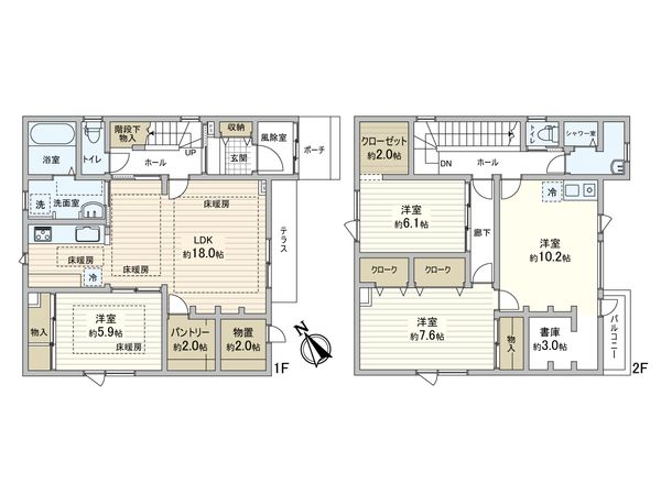 平和通6丁目北 戸建 間取図(平面図) 平和通6丁目北 戸建 間取図(平面図)