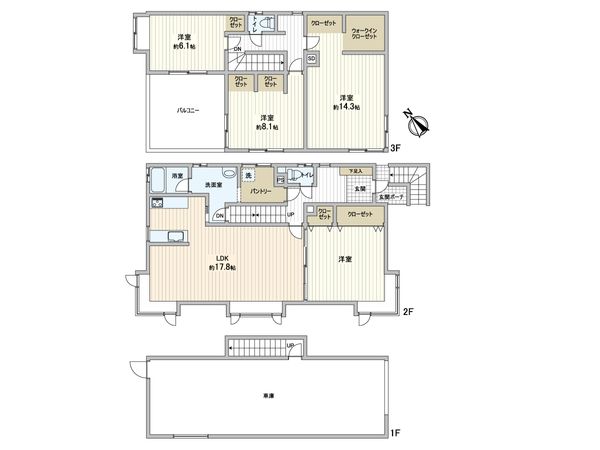 本通1丁目南 戸建 間取図(平面図) 本通1丁目南 戸建 間取図(平面図)