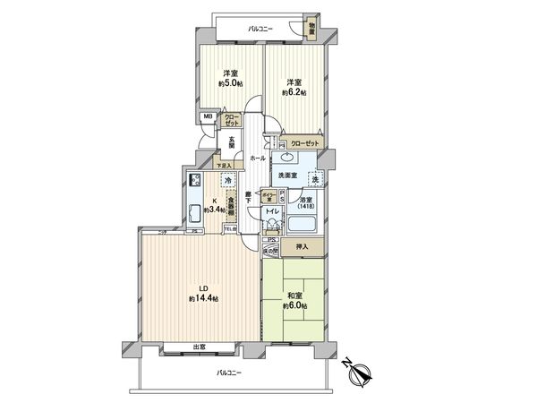 ネオシティ愛東札幌館B棟 間取図(平面図)