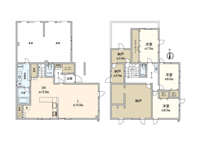 里塚3条2丁目 戸建 間取図(平面図) 里塚3条2丁目 戸建 間取図(平面図)
