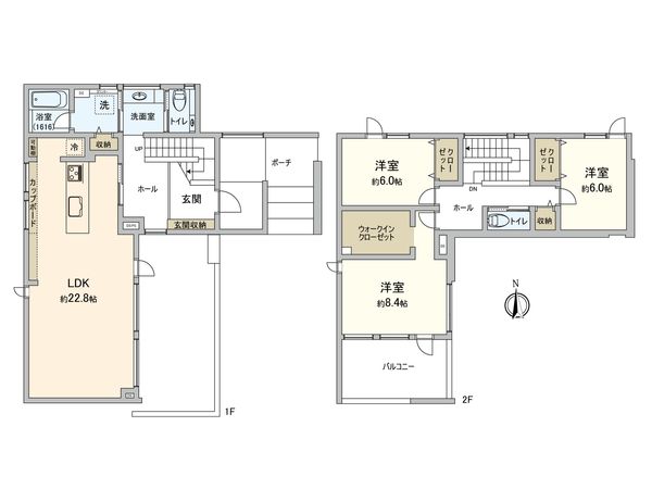北野6条1丁目 戸建 間取図(平面図)