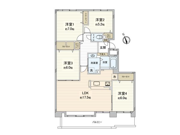 平岡フォレストタウン・ファミールハイツ 1番館 間取図(平面図)