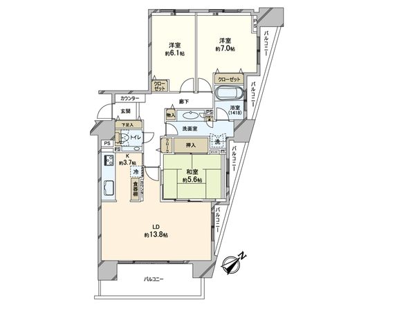 クリーンリバーフィネス豊平公園 間取図(平面図) クリーンリバーフィネス豊平公園 間取図(平面図)