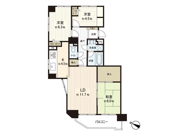 コープ野村月寒西 間取図(平面図) 間取図(平面図)