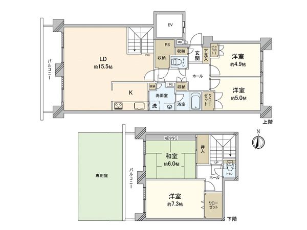 パシフィックヒルタウンサッポロ B棟 間取図(平面図)