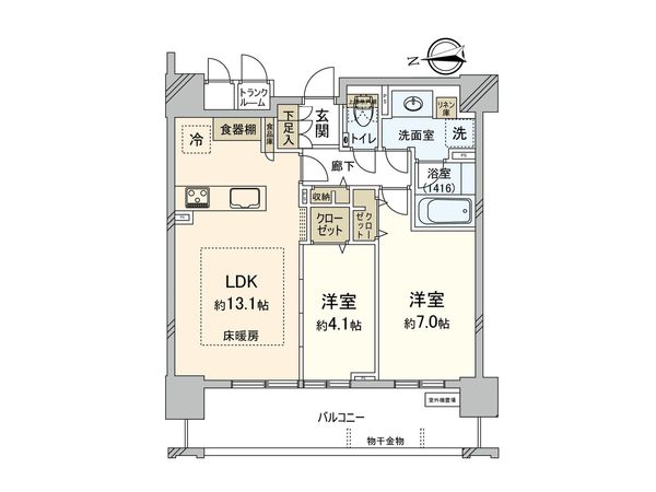 クリーンリバーフィネス平岸スクエア ウエスト 間取図(平面図) クリーンリバーフィネス平岸スクエア ウエスト 間取図(平面図)