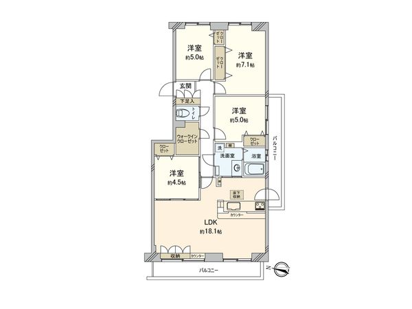 コロナード美しが丘 B棟 間取図(平面図)
