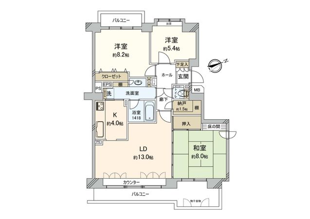 ドミール福住1条 間取図(平面図)
