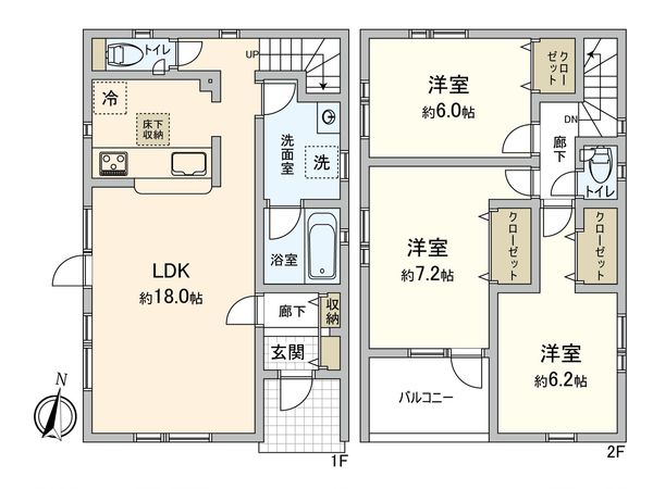 西野11条9丁目 2号棟 新築戸建 間取図(平面図) 西野11条9丁目 2号棟 新築戸建 間取図(平面図)