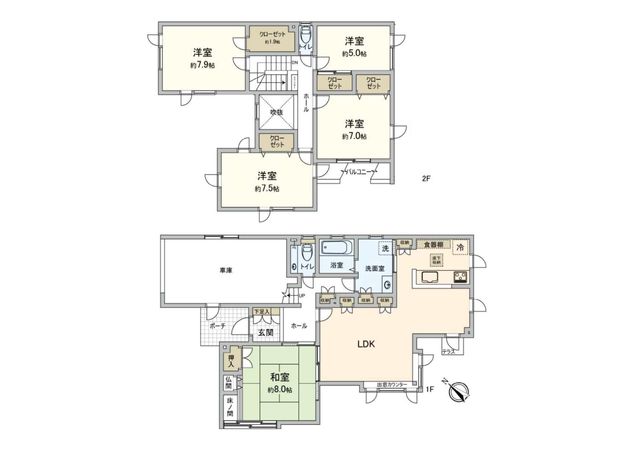八軒6条東5丁目 戸建 間取図(平面図)