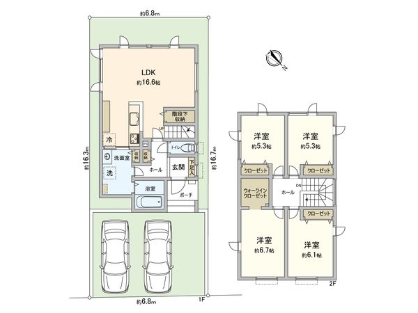 富丘1条7丁目 A棟 間取図(平面図)