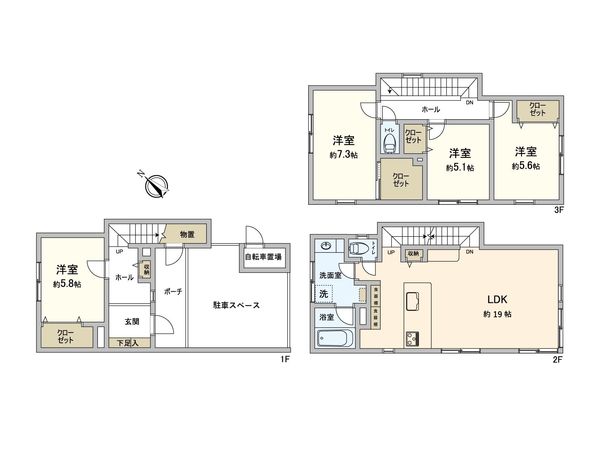 八軒2条東5丁目 戸建 間取図(平面図) 八軒2条東5丁目 戸建 間取図(平面図)