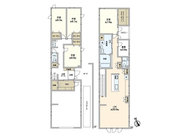 山の手3条9丁目 戸建 間取図(平面図)