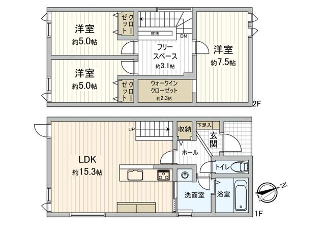 発寒8条14丁目 5号棟 間取図(平面図) 発寒8条14丁目 5号棟 間取図(平面図)