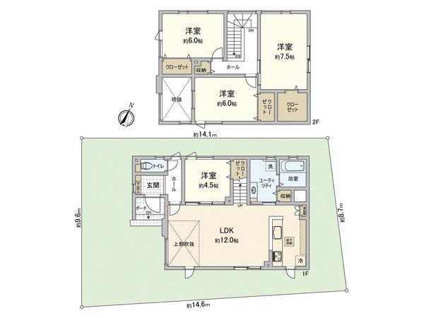 富丘1条6丁目 戸建 間取図(平面図) 富丘1条6丁目 戸建 間取図(平面図)