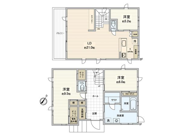 西宮の沢6条1丁目 戸建 間取図(平面図)