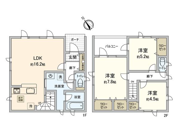 八軒9条西4丁目 新築戸建1号棟 間取図(平面図)