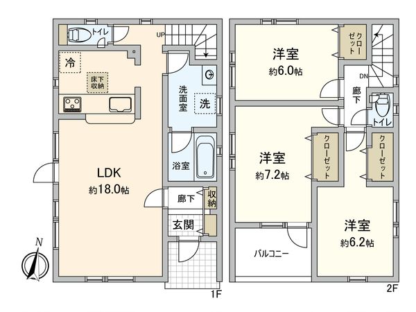 西野11条9丁目 2号棟 新築戸建 間取図(平面図) 西野11条9丁目 2号棟 新築戸建 間取図(平面図)