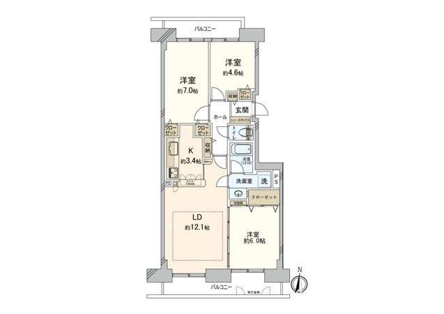 イトーピア星置シティビュー 弐番館 間取図(平面図) 間取図(平面図)
