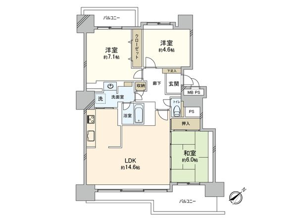 琴似4条シティハウス B棟 間取図(平面図) 間取図(平面図)