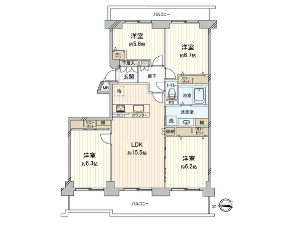 イトーピア星置中央 弐番館 間取図(平面図)