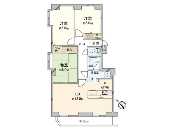 アークス北発寒公園 壱番館 間取図(平面図)