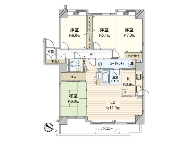ラ・モード稲穂2 間取図(平面図) ラ・モード稲穂2 間取図(平面図)