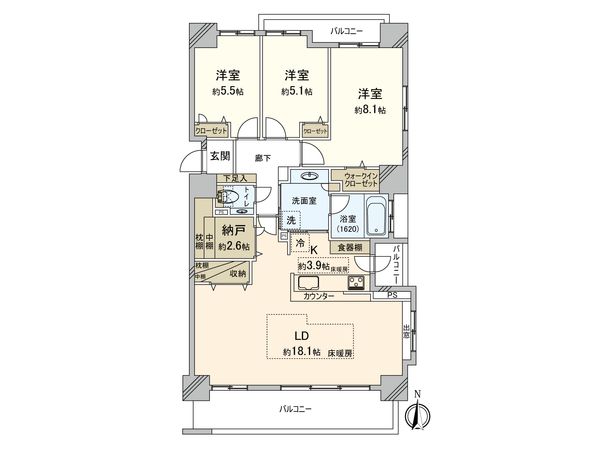 クリーンリバーフィネス発寒中央駅前 イースト 間取図(平面図)