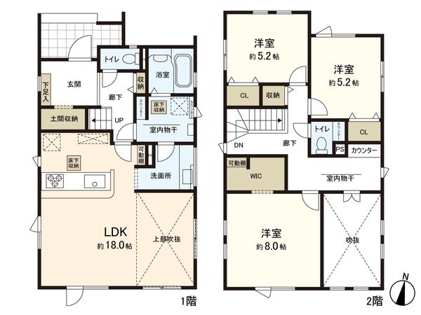北19条東10丁目 新築1号棟 間取図(平面図) 北19条東10丁目 新築1号棟 間取図(平面図)