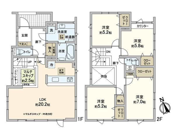 本町2条4丁目 新築1号棟 間取図(平面図) 本町2条4丁目 新築1号棟 間取図(平面図)