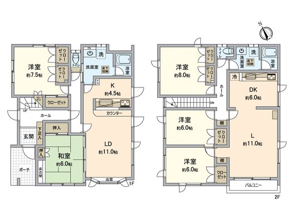東苗穂8条3丁目 戸建(二世帯住宅) 間取図(平面図) 東苗穂8条3丁目 戸建(二世帯住宅) 間取図(平面図)