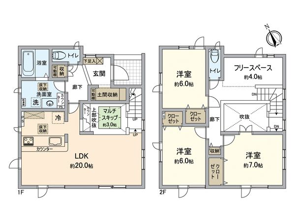 東苗穂6条1丁目 新築戸建2号棟 間取図(平面図) 東苗穂6条1丁目 新築戸建2号棟 間取図(平面図)
