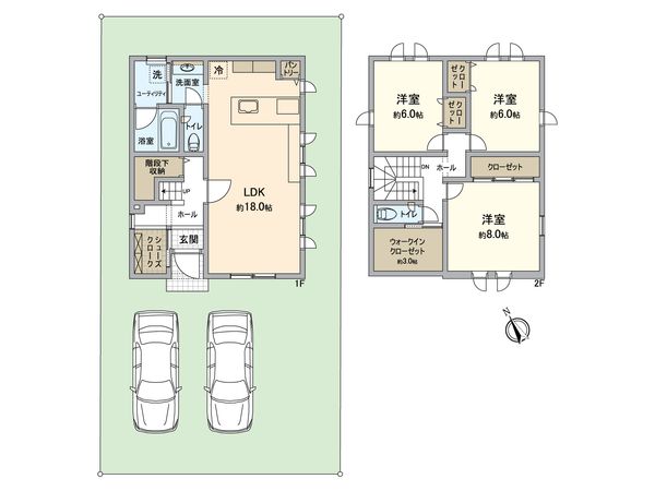 東苗穂8条2丁目新築戸建 18号棟 間取図(平面図) 東苗穂8条2丁目新築戸建 18号棟 間取図(平面図)