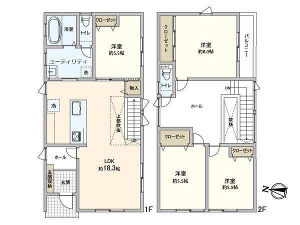 北35条東6丁目 B棟 新築戸建 間取図(平面図) 北35条東6丁目 B棟 新築戸建 間取図(平面図)