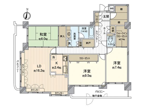 モン・レーブ新道東 サウスガーデン 間取図(平面図)