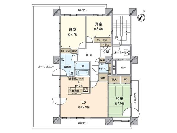 ヴィラ・クレセア北13条 間取図(平面図) ヴィラ・クレセア北13条 間取図(平面図)