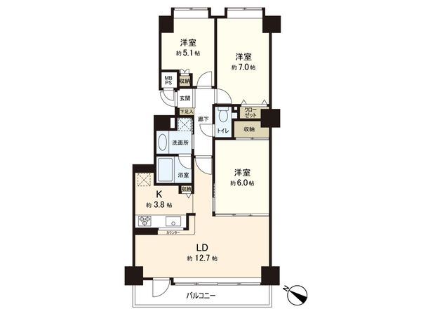 パールコート北12条 間取図(平面図) パールコート北12条 間取図(平面図)